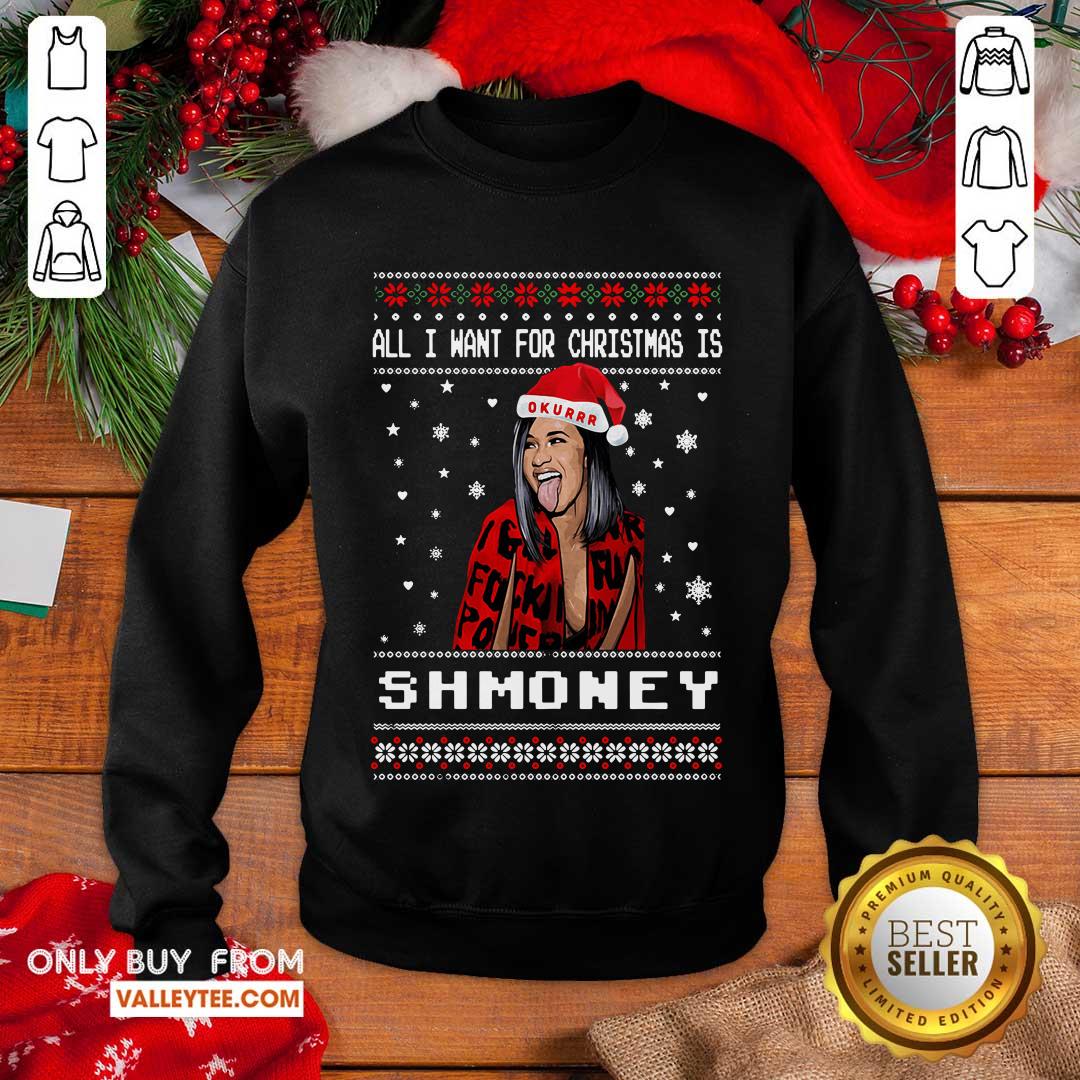 Lovely All I Want For Christmas Is Shmoney Ugly Merry Christmas Shirt - Image 2