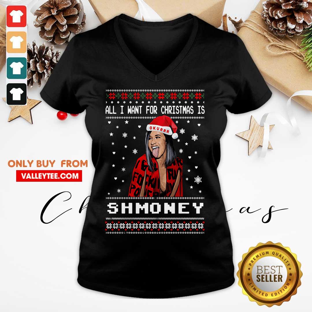 Lovely All I Want For Christmas Is Shmoney Ugly Merry Christmas Shirt - Image 4