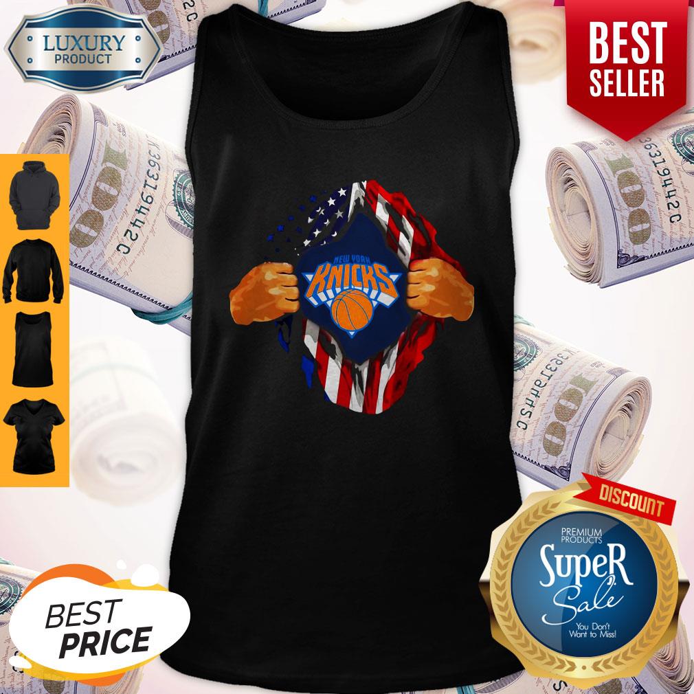 Top Blood Insides New York Knicks Basketball American Flag Independence Day Shirt - Image 5