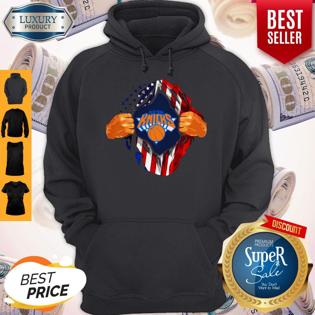 Top Blood Insides New York Knicks Basketball American Flag Independence Day Shirt - Image 3