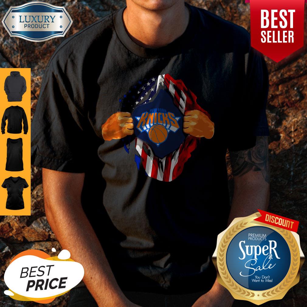 Top Blood Insides New York Knicks Basketball American Flag Independence Day Shirt