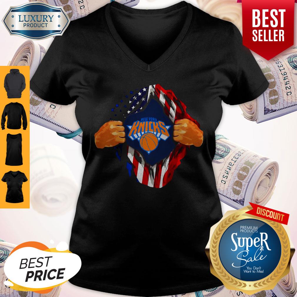 Top Blood Insides New York Knicks Basketball American Flag Independence Day Shirt - Image 4