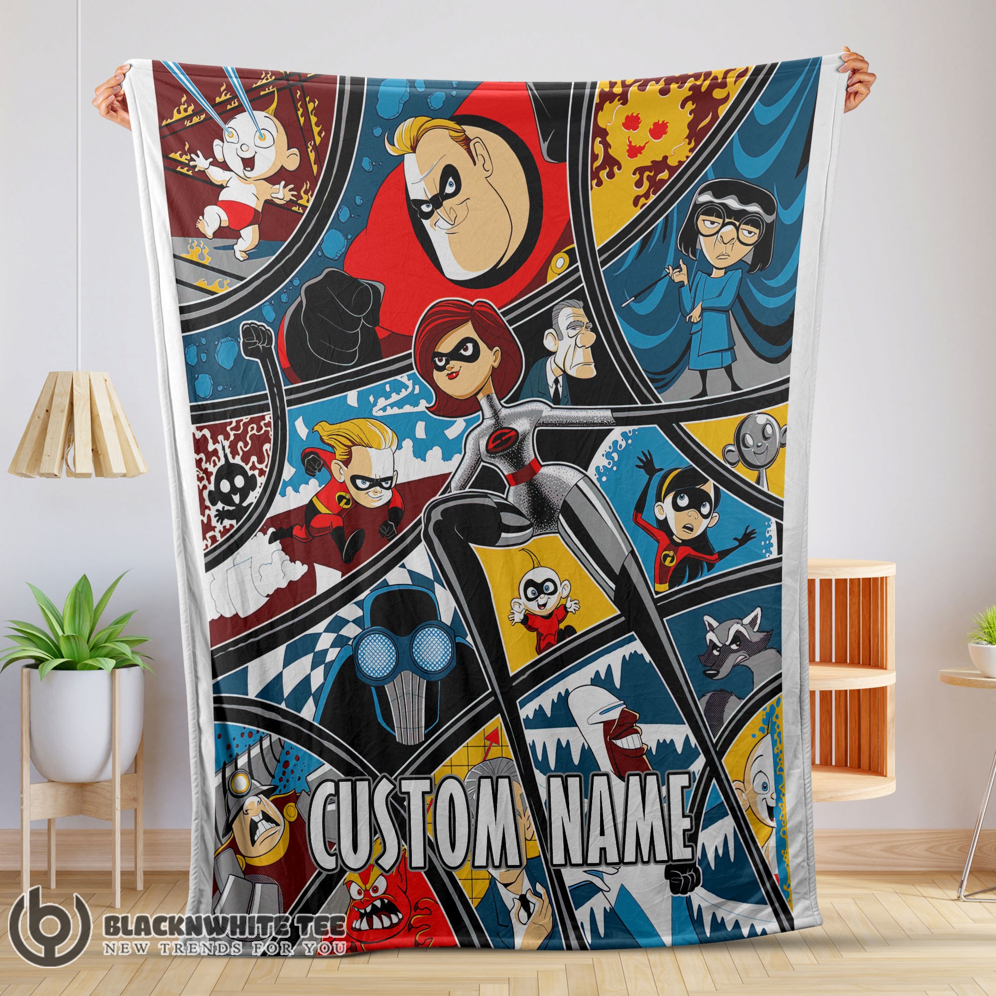 Official Cute Hot Disney Cartoon The Incredibles Tapestry Blanket Fleece Customized Blanket