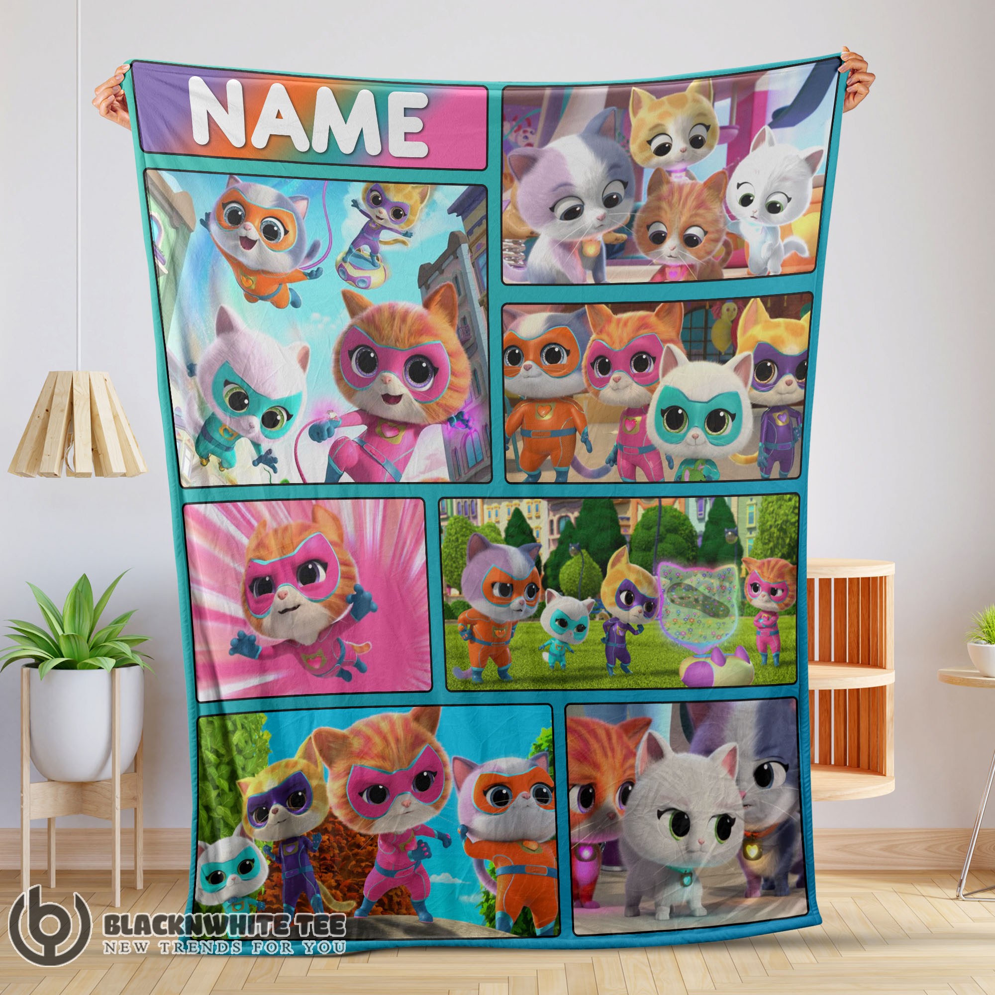 Original Happy Cute Disney Cartoon SuperKitties With Friends Blanket Fleece Customized Blanket