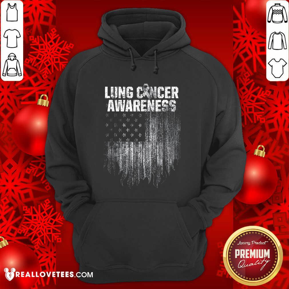 Hot Lung Cancer Awareness Survivor Therapists Carcinoma Warrior American Flag Shirt - Image 4