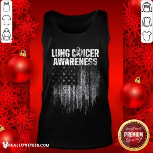 Alternative view of Hot Lung Cancer Awareness Survivor Therapists Carcinoma Warrior American Flag Shirt