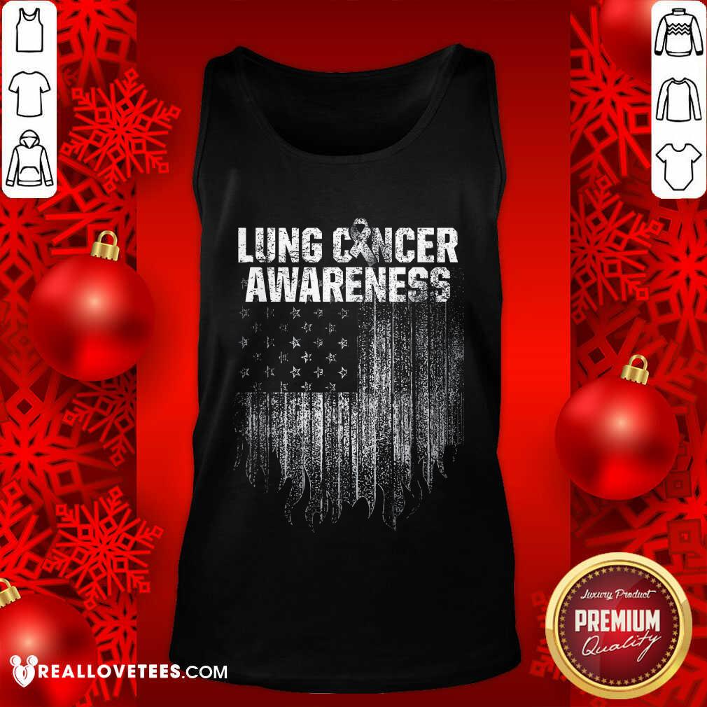 Hot Lung Cancer Awareness Survivor Therapists Carcinoma Warrior American Flag Shirt - Image 2