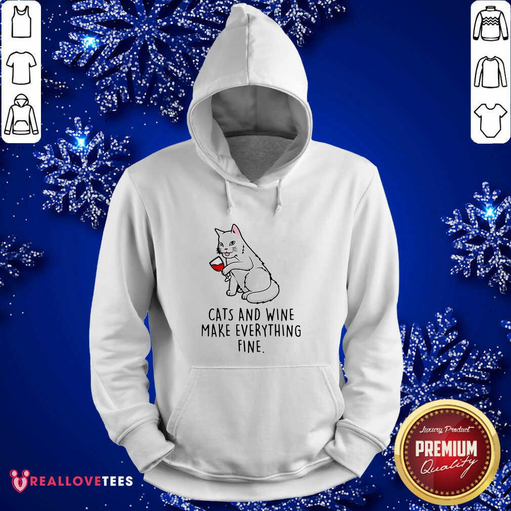 Sweet Cats And Wine Make Everything Fine Shirt - Image 4