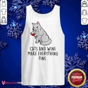 Alternative view of Sweet Cats And Wine Make Everything Fine Shirt