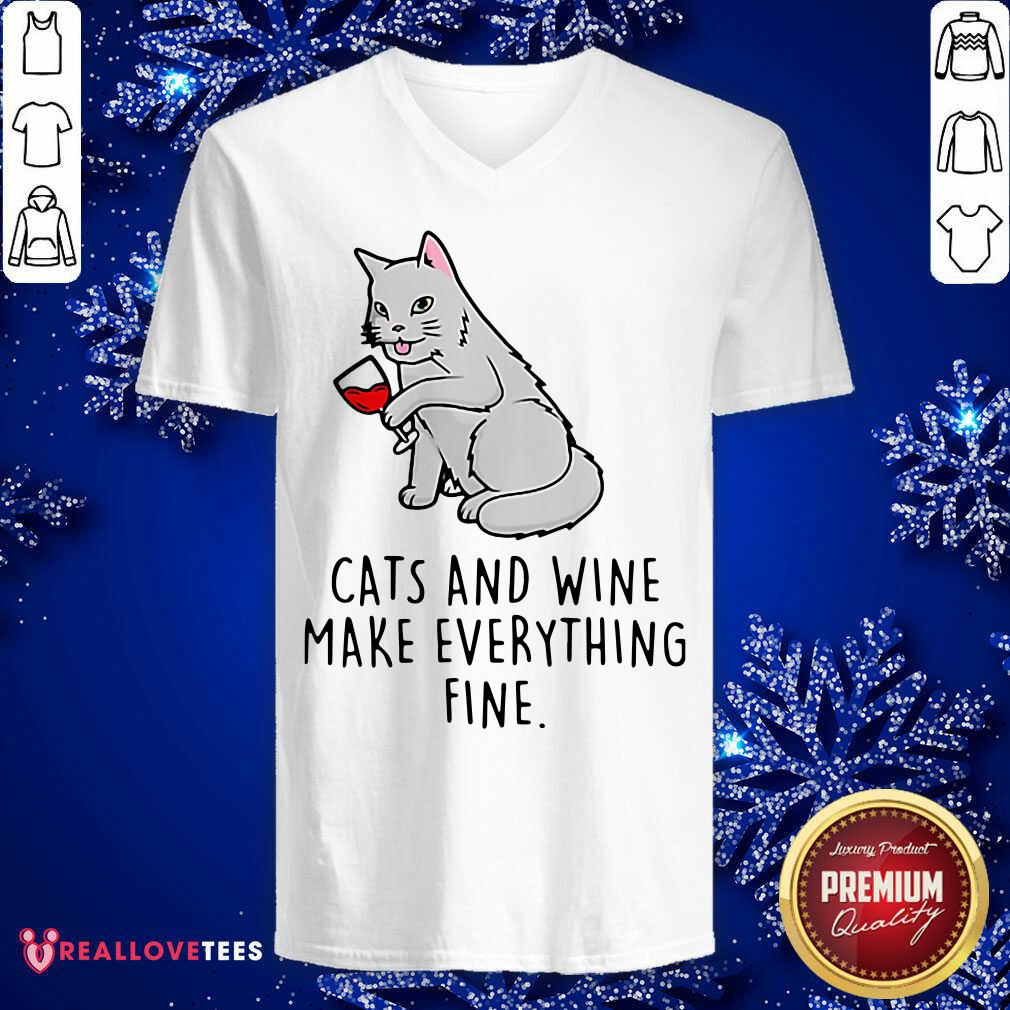 Sweet Cats And Wine Make Everything Fine Shirt - Image 5