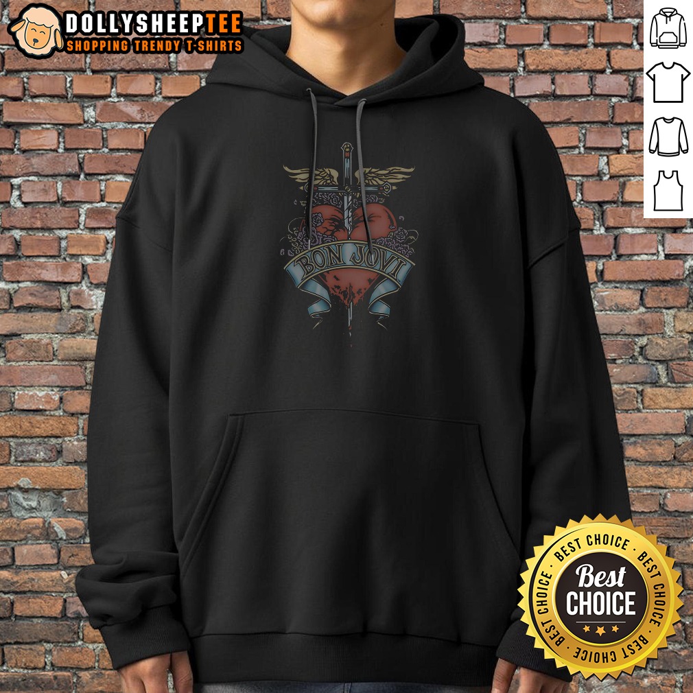 Nice Bon Jovi Heart And Dagger Shirt - Image 3