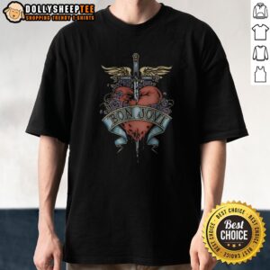 Nice Bon Jovi Heart And Dagger Shirt