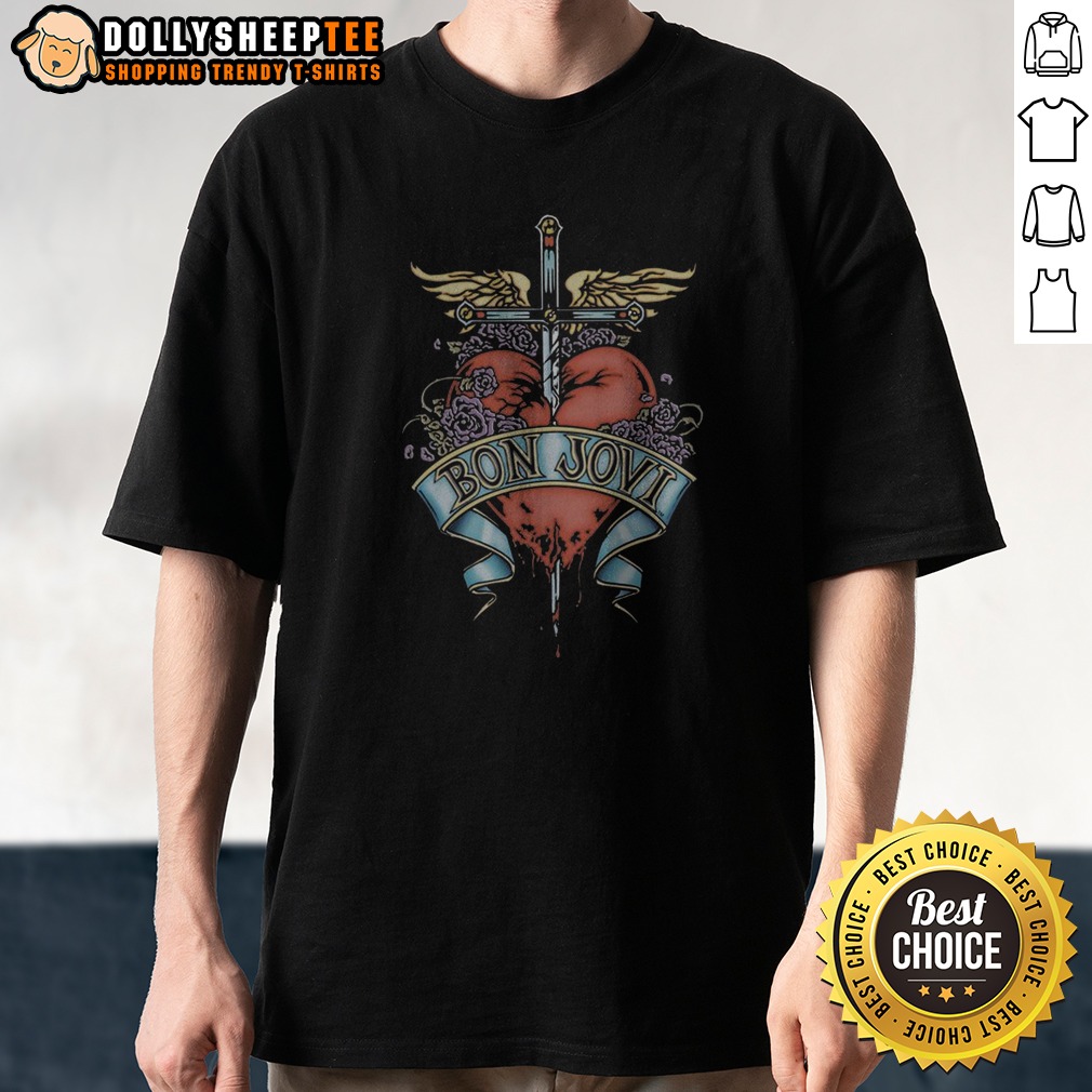 Nice Bon Jovi Heart And Dagger Shirt