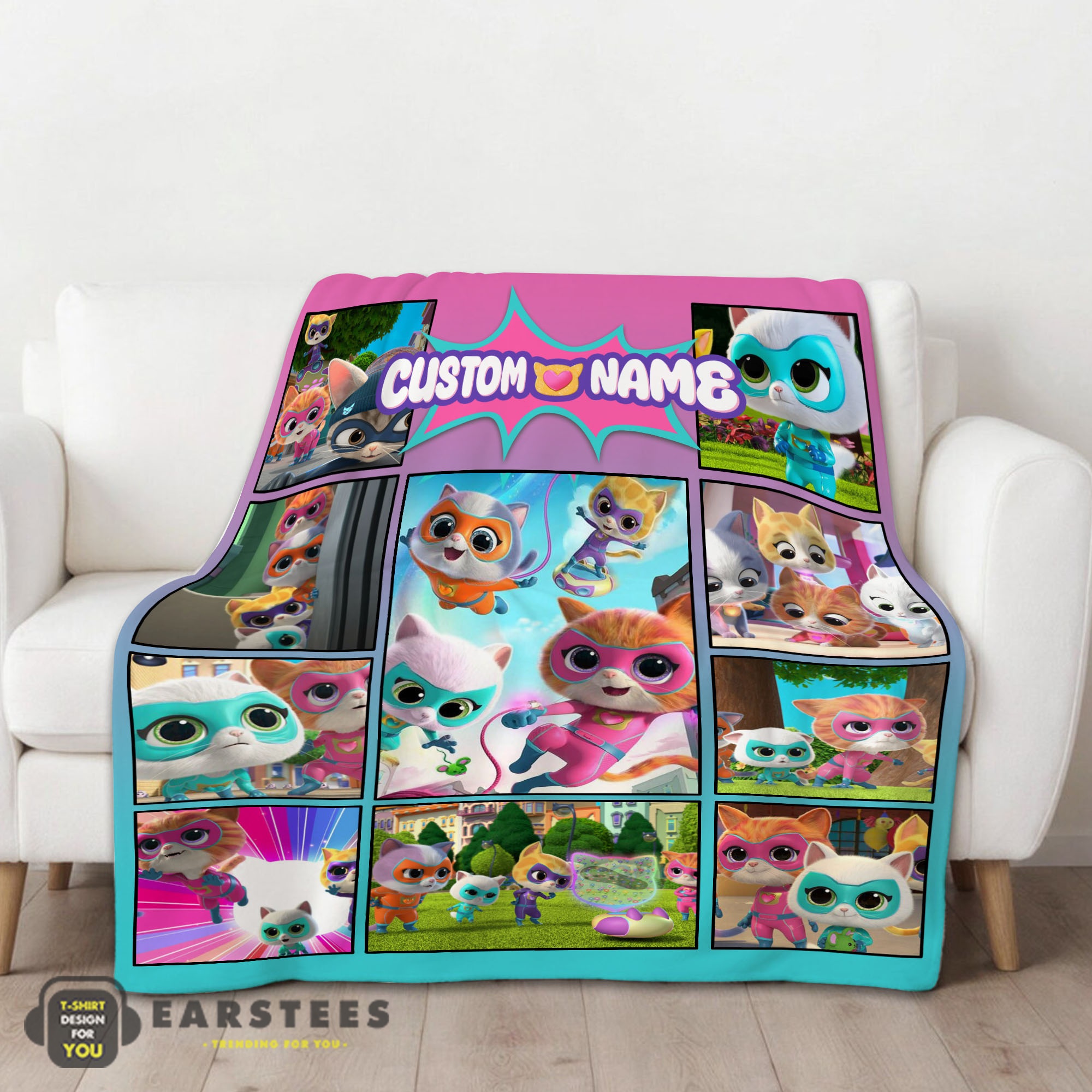 Good Disney SuperKitties Paw Power Squad Collage Blanket Fleece Customized Blanket - Image 2