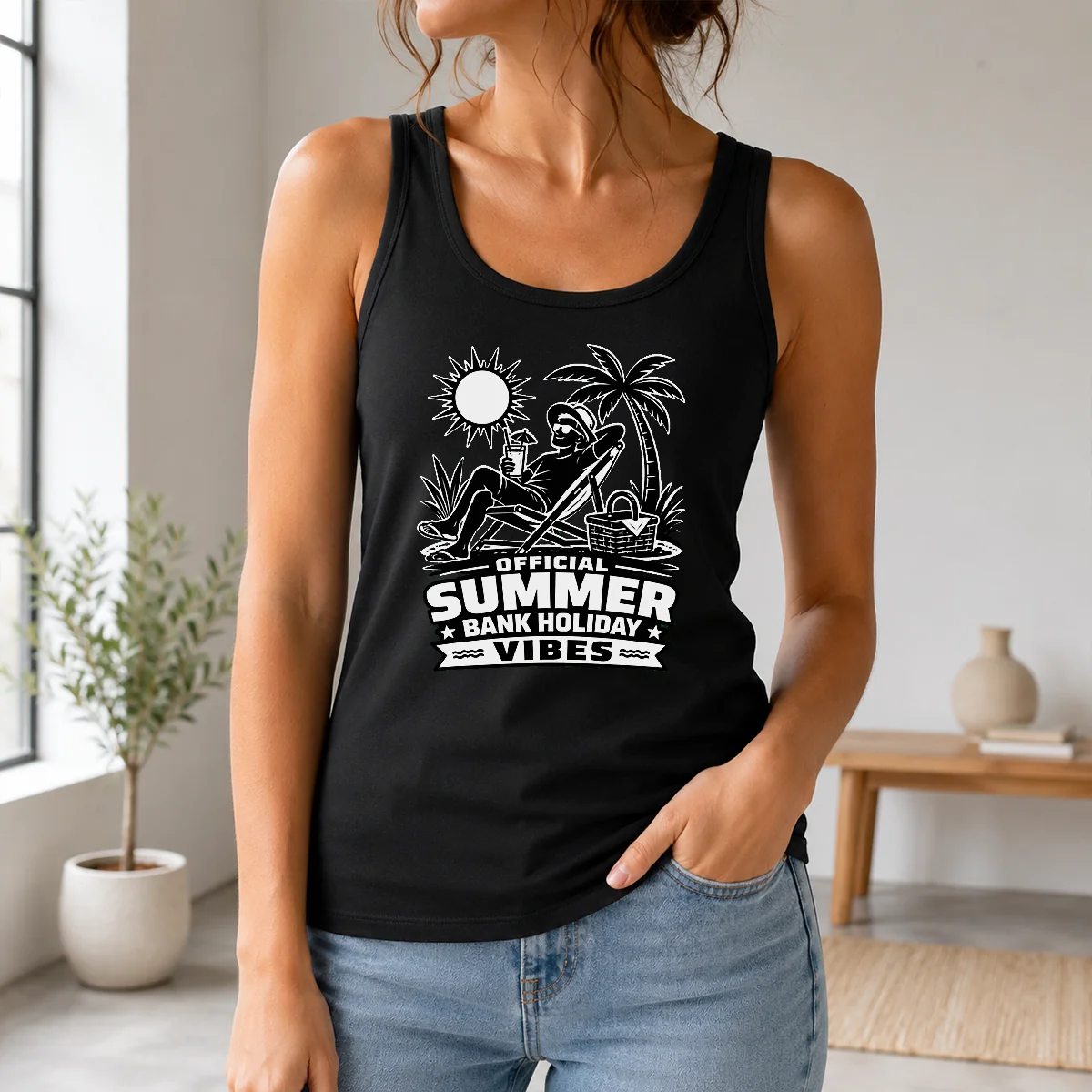Funny Original Summer Bank Holiday Vibes Silhouette Shirt - Image 3