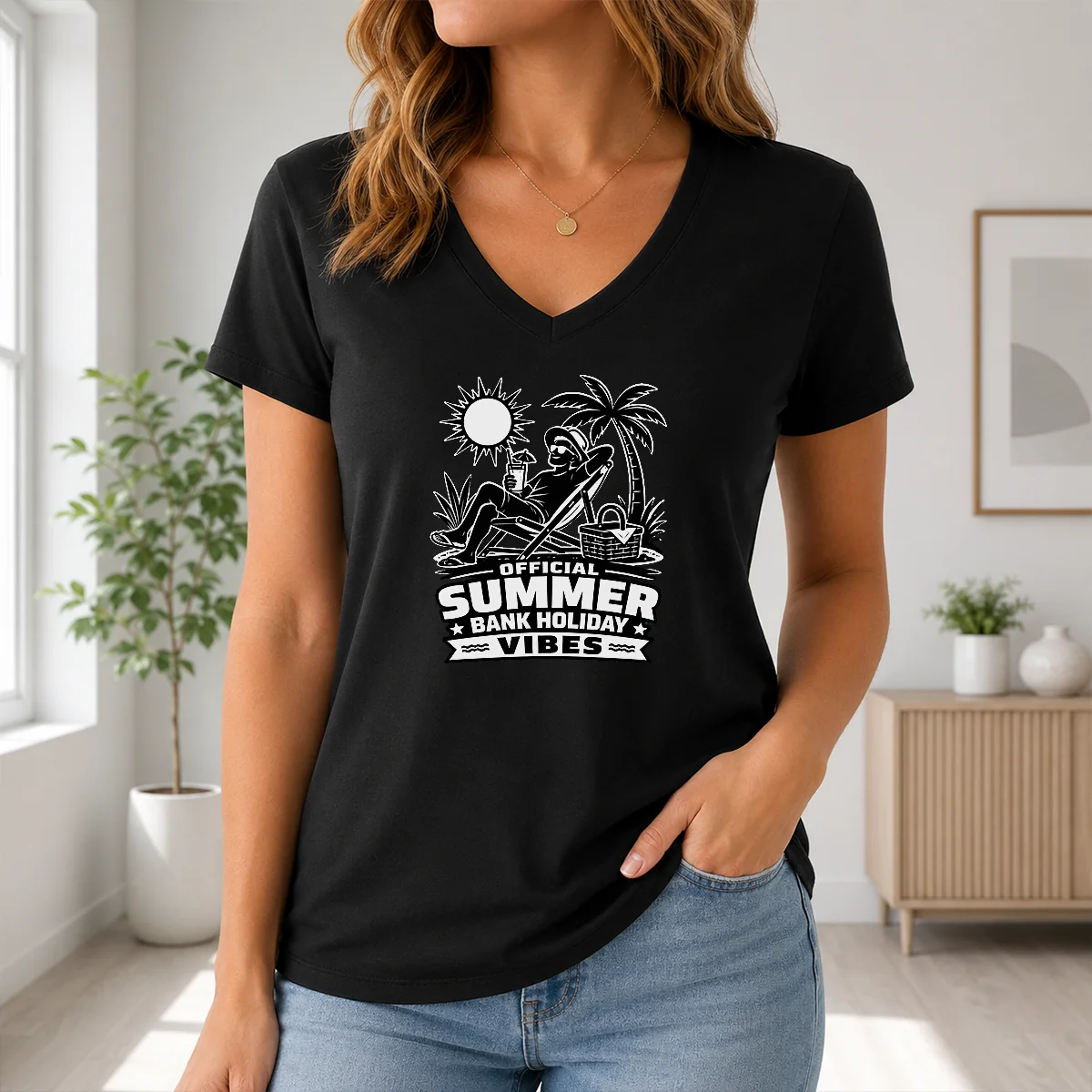Funny Original Summer Bank Holiday Vibes Silhouette Shirt - Image 2