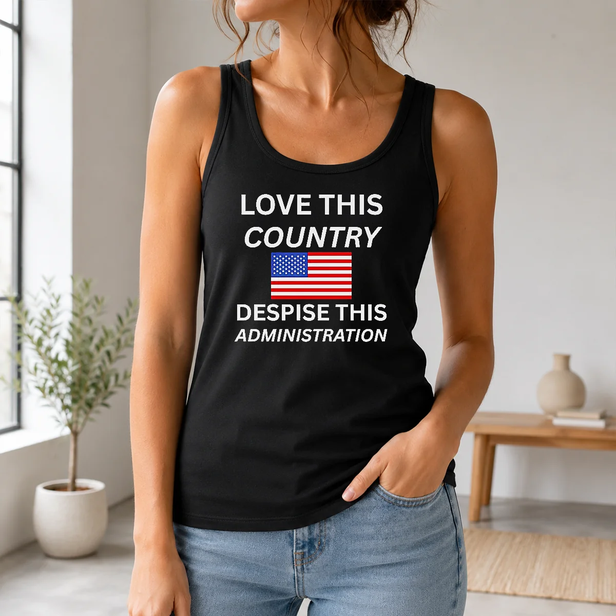 Happy United States Love This Country Despise This Administration American Flag Shirt - Image 3
