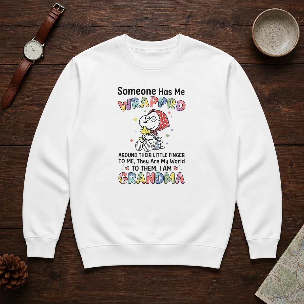 Top Snoopy Woodstock Peanuts Someone Has Me Wrapprd Around Their Little Finger I Am Grandma Shirt - Image 7