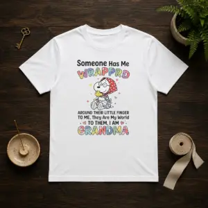 Top Snoopy Woodstock Peanuts Someone Has Me Wrapprd Around Their Little Finger I Am Grandma Shirt