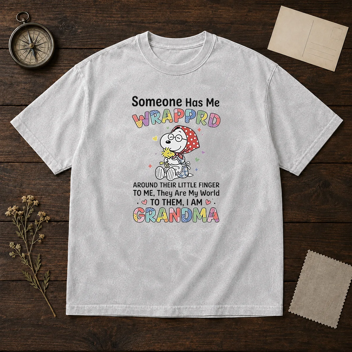 Top Snoopy Woodstock Peanuts Someone Has Me Wrapprd Around Their Little Finger I Am Grandma Shirt - Image 8