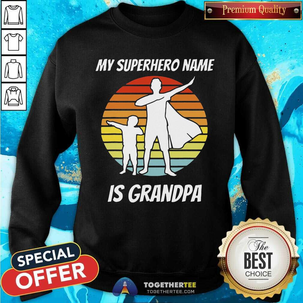 My Superhero Name Is Grandpa Vintage Retro Shirt - Image 2