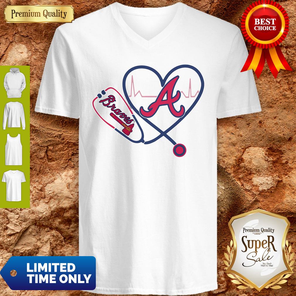 Official Heartbeat Nurse Love Atlanta Braves Shirt - Image 3