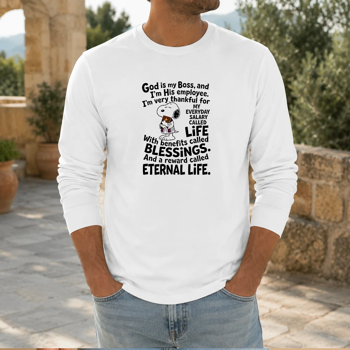 Hot God Is My Boss And Im His Employee Im Very Thankful For My Everyday Salary Called Life Shirt - Image 6