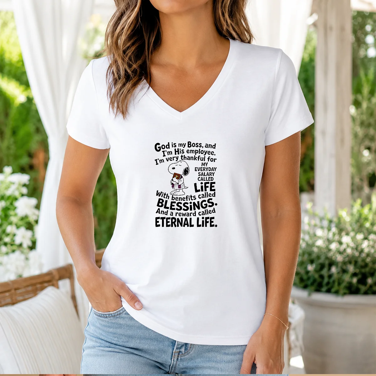 Hot God Is My Boss And Im His Employee Im Very Thankful For My Everyday Salary Called Life Shirt - Image 2