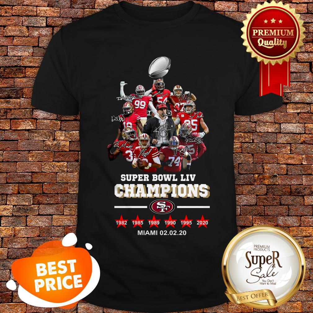 Super Bowl LIV Champions San Francisco 49ers Signatures Miami Shirt