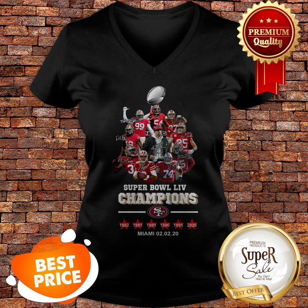 Super Bowl LIV Champions San Francisco 49ers Signatures Miami Shirt - Image 2