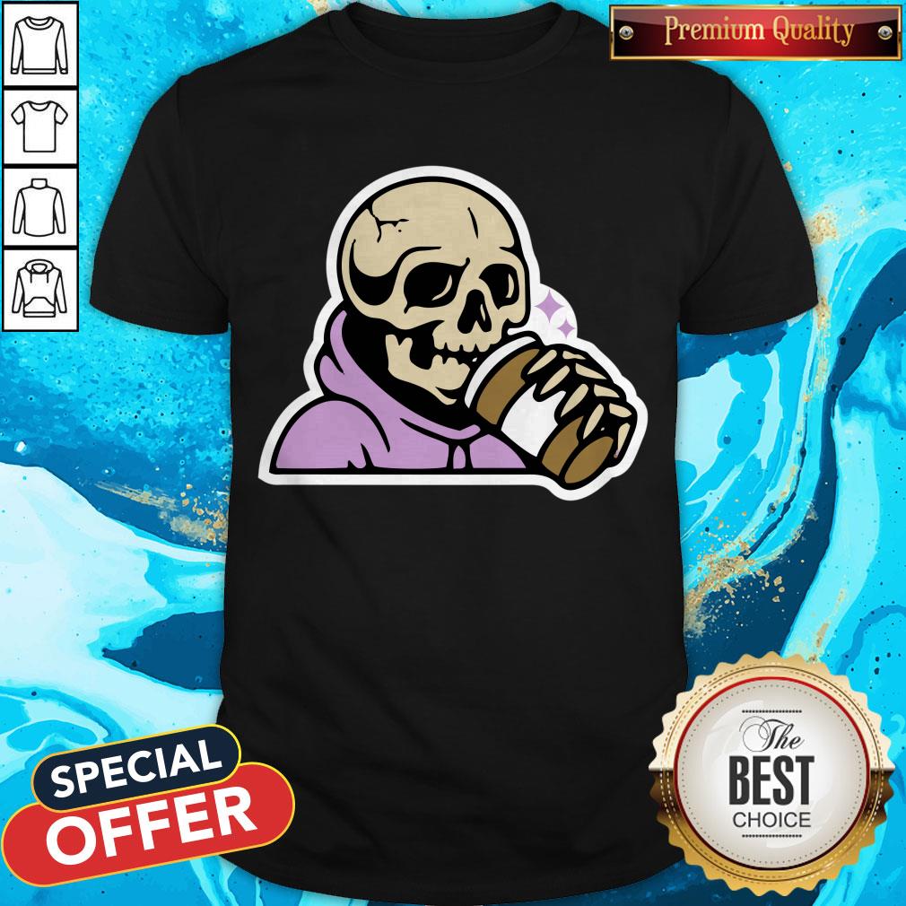 Happy Halloween Coffee Drinking Skeleton Shirt