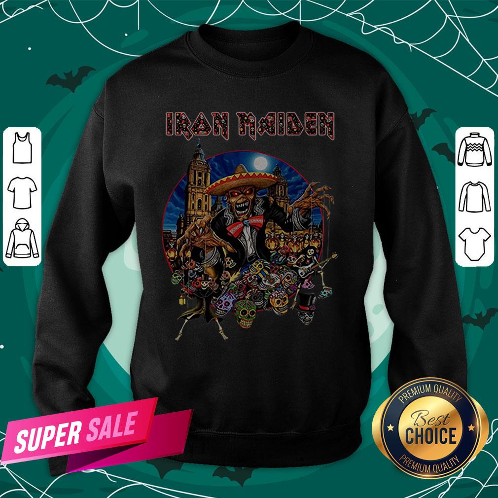 Awesome Iron Maiden Mexico Skull Halloween Shirt - Image 4
