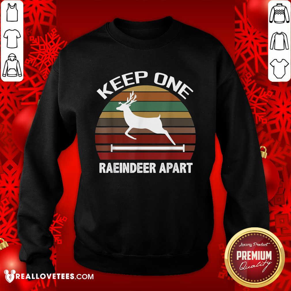 Skull Keep One Reindeer Apart Christmas Quarantine Vintage Shirt - Image 3