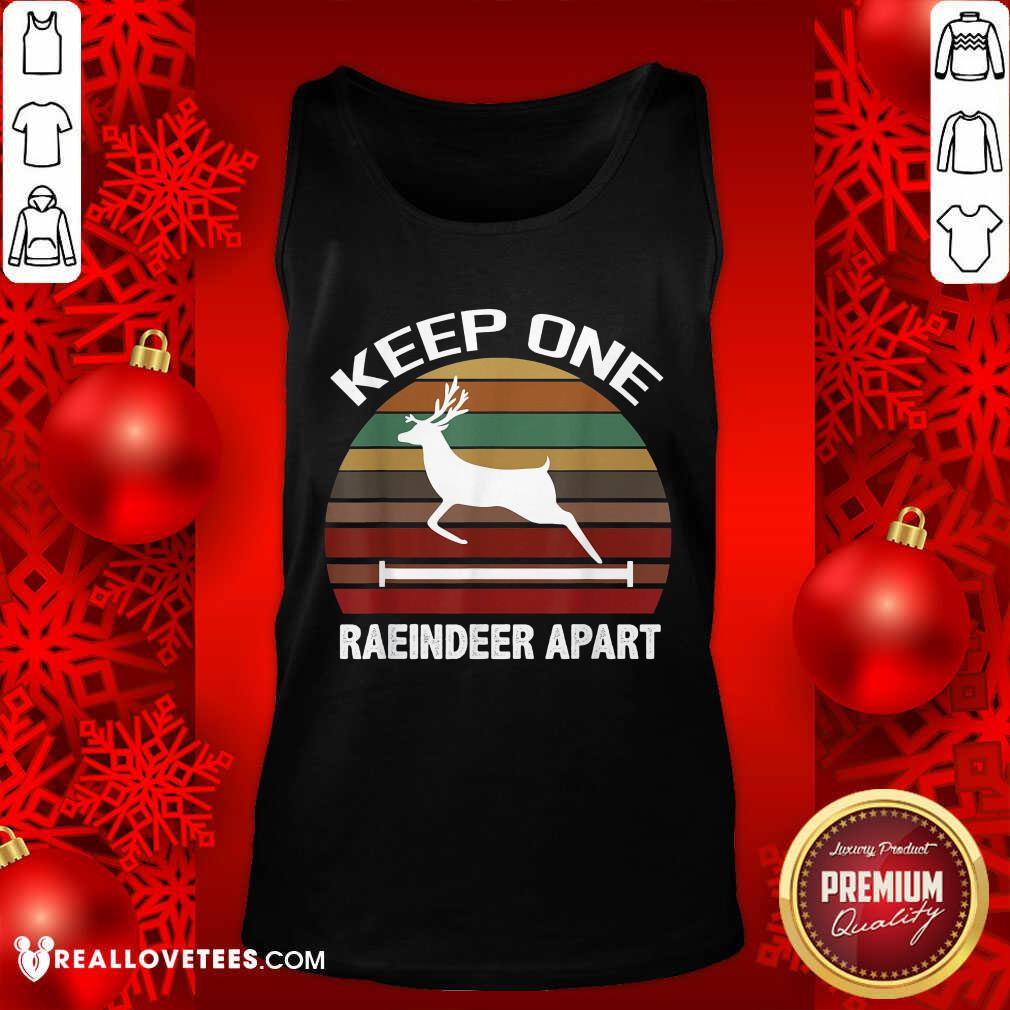 Skull Keep One Reindeer Apart Christmas Quarantine Vintage Shirt - Image 2