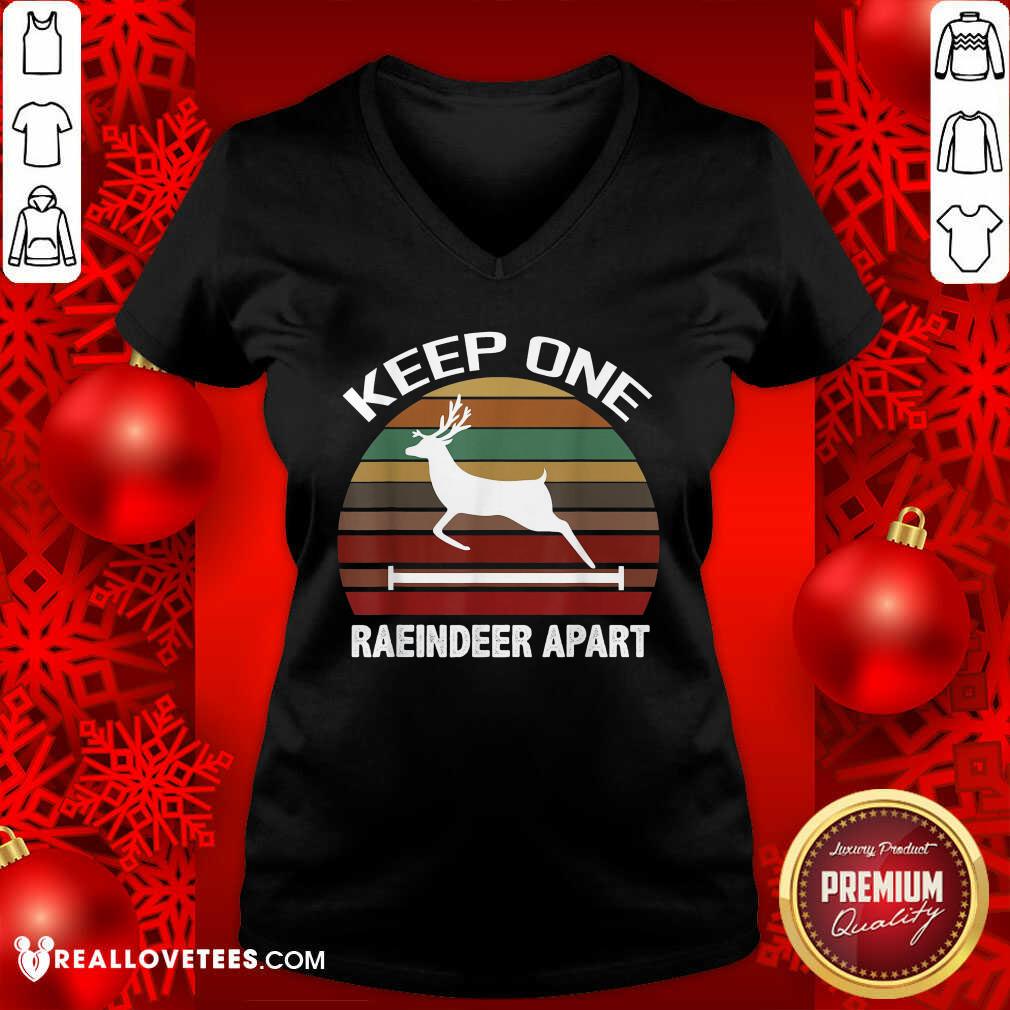 Skull Keep One Reindeer Apart Christmas Quarantine Vintage Shirt - Image 5