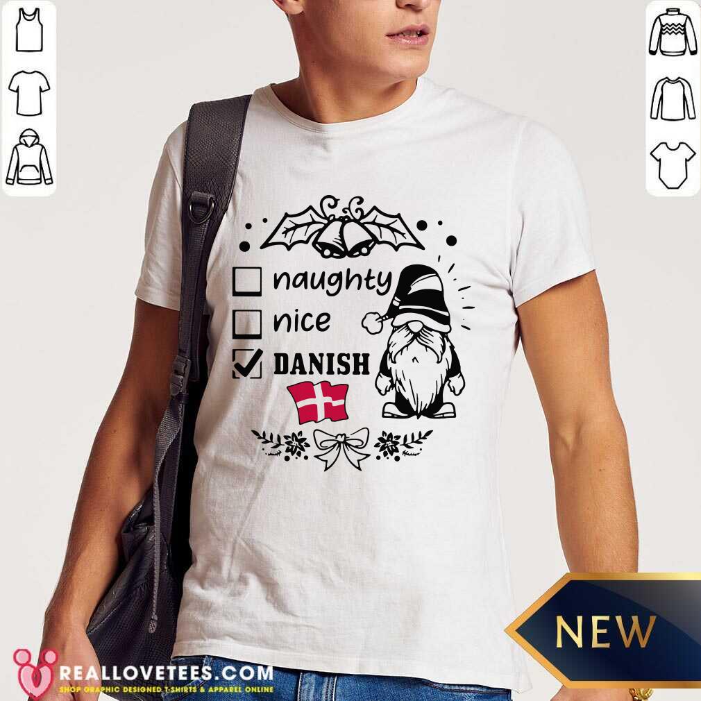 So Naughty Danish Nice Gnome Merry Christmas Shirt