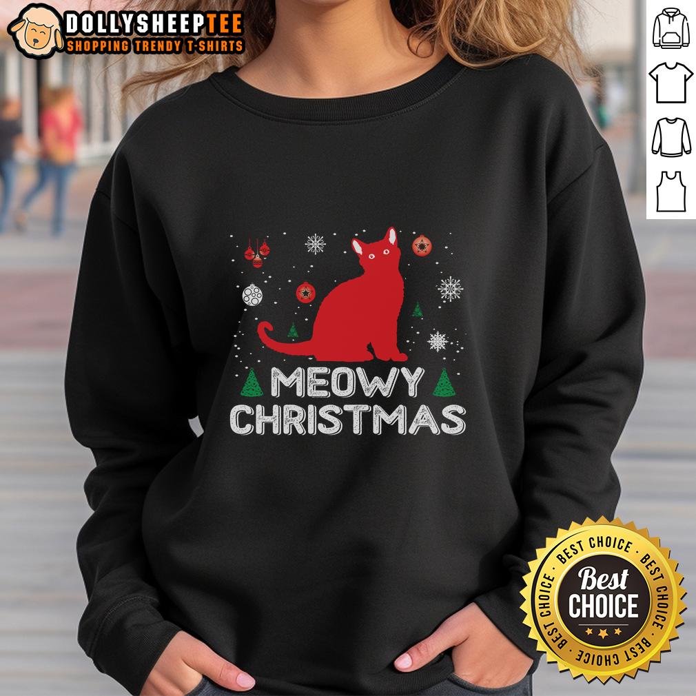 Pretty Meowy Christmas Cute T-Shirt - Image 4