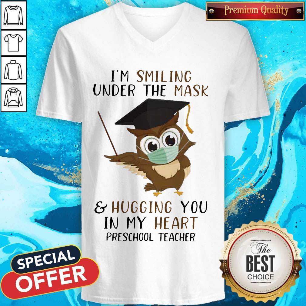 I'M Smiling Under The Mask And Hugging You In My Heart Preschool Teacher Shirt - Image 2