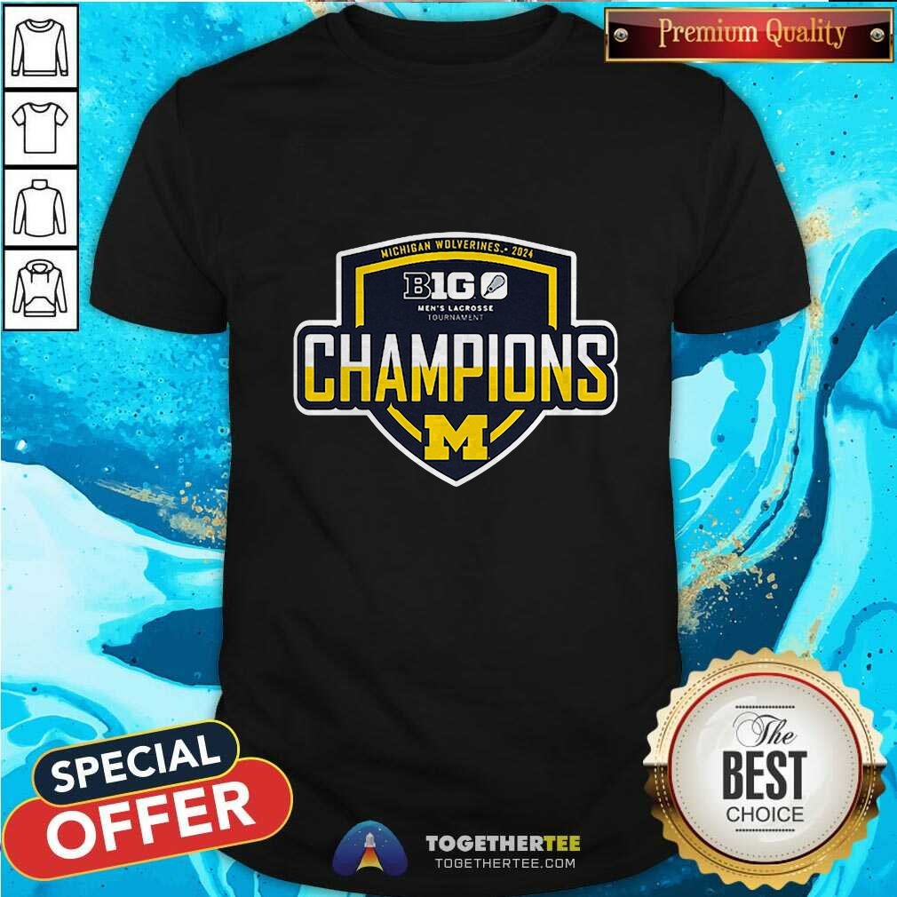 Offical Navy Michigan Wolverines 2024 Big Ten Men's Lacrosse Tournament Champions T-Shirt