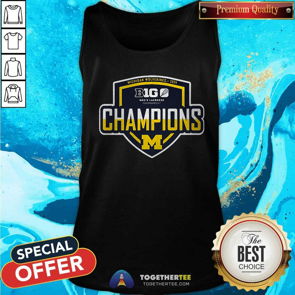 Offical Navy Michigan Wolverines 2024 Big Ten Men's Lacrosse Tournament Champions T-Shirt - Image 4