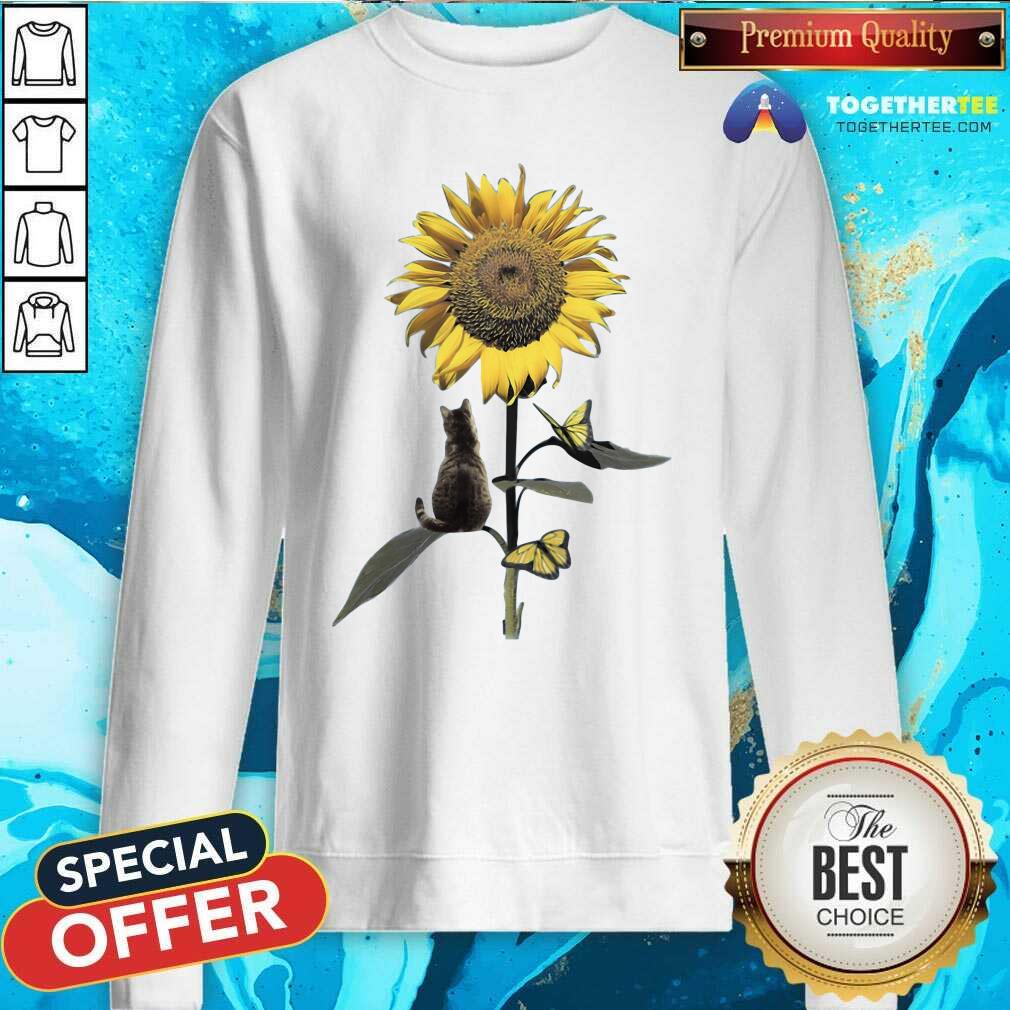 Grateful Cat And Sunflower Shirt - Image 2