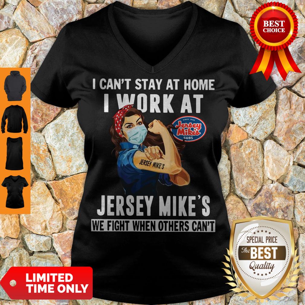 Strong Woman Face Mask I Can’t Stay At Home I Work At Jersey Mike’s We Fight When Others Can’t Shirt - Image 5