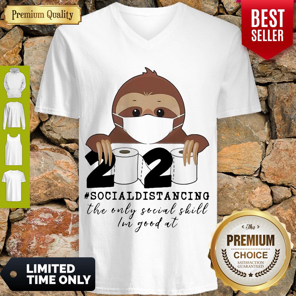 Awesome Sloth Wear Mask 2020 Social Distancing The Only Social Skill Im Good At Toilet Paper COVID19 Shirt - Image 2