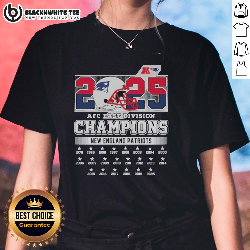 Original New England Patriots 2025 AFC East Divison Champions Helmet T-Shirt - Image 3