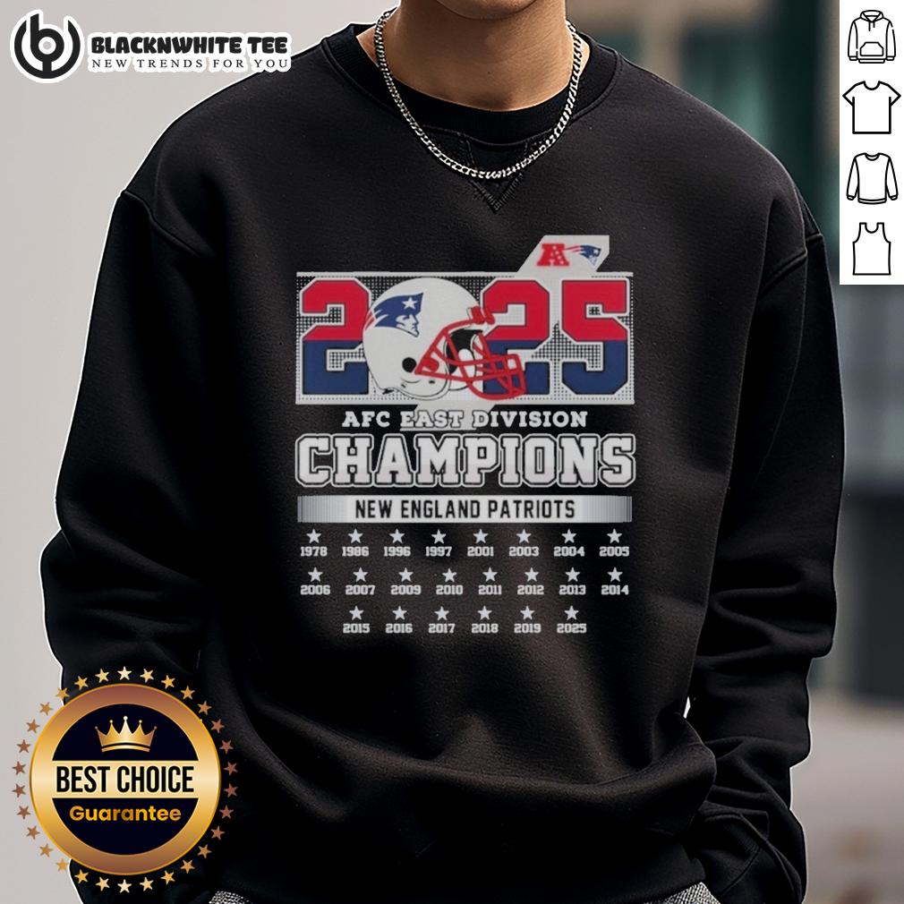 Original New England Patriots 2025 AFC East Divison Champions Helmet T-Shirt - Image 5
