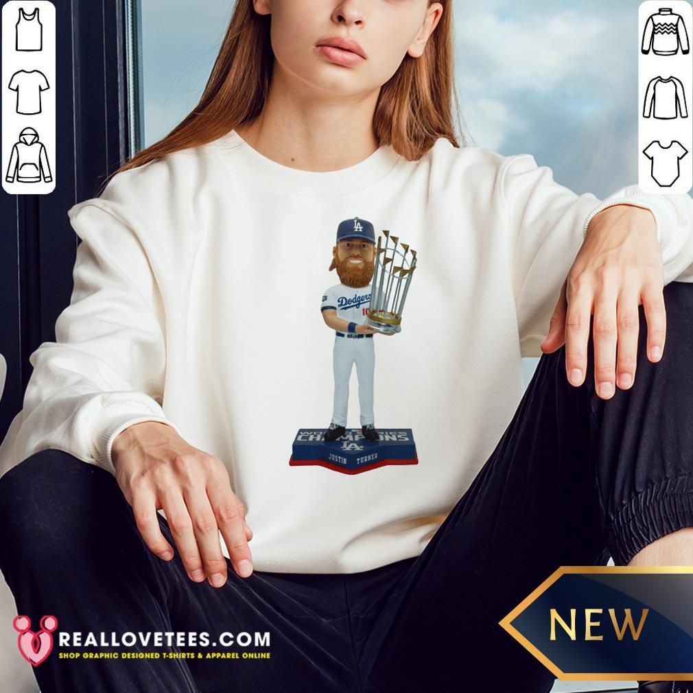 Pro Justin Turner Member Los Angeles Dodgers 2020 World Series Champions Bobblehead Shirt - Image 3