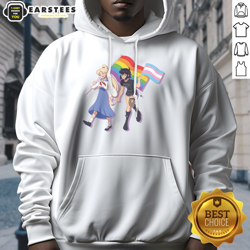 Usagi Tsukino And Sailor Moon Character Holding Obsession Pride Flag Shirt - Image 2