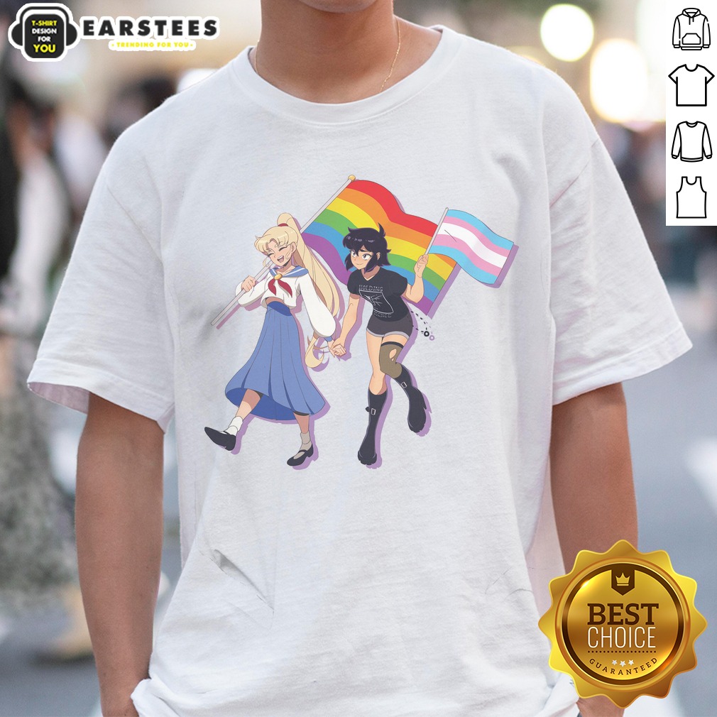 Usagi Tsukino And Sailor Moon Character Holding Obsession Pride Flag Shirt
