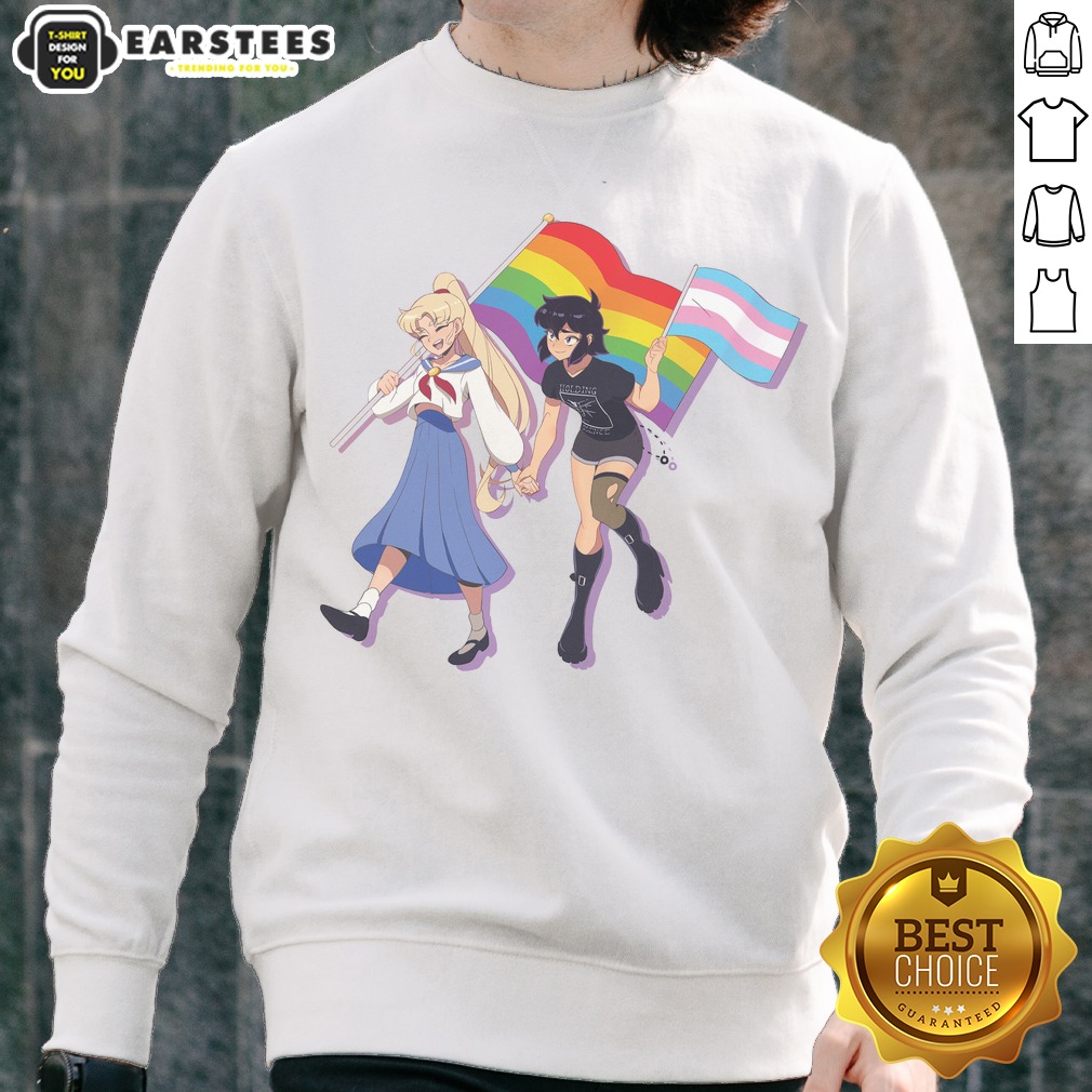 Usagi Tsukino And Sailor Moon Character Holding Obsession Pride Flag Shirt - Image 4