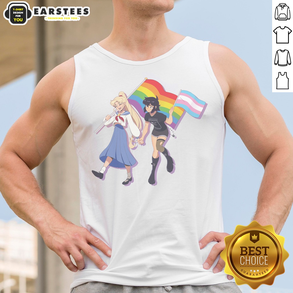 Usagi Tsukino And Sailor Moon Character Holding Obsession Pride Flag Shirt - Image 5